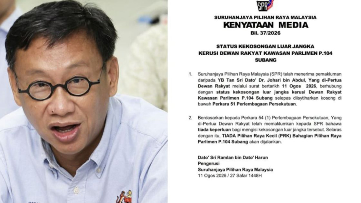 Subang Seat Remains Vacant as Wong Chen Steps Down from Parliament