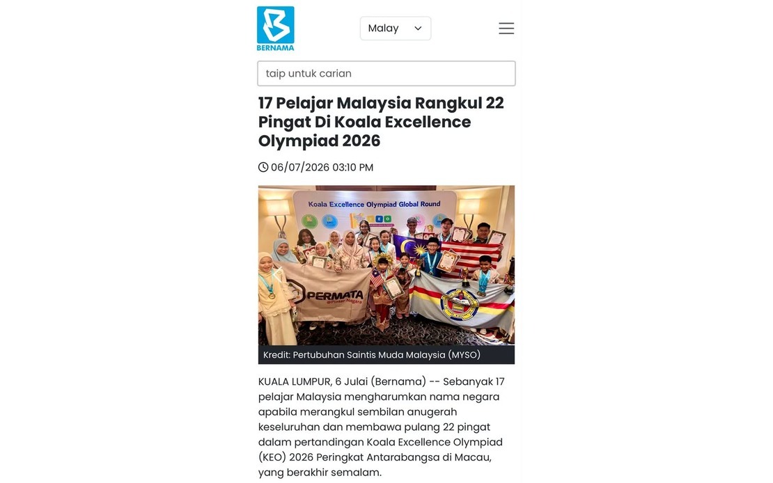 PM Anwar Celebrates Malaysian Students' Strong Performance at KEO 2026 Global Finals