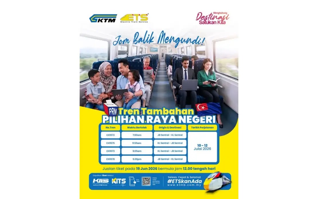 KTMB Lays On Extra ETS Services As Johor Voters Head Home for State Election