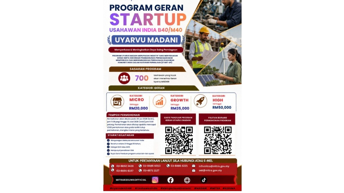 Uyarvu MADANI Grant Opens for Indian Entrepreneurs, Offering Up to RM50,000