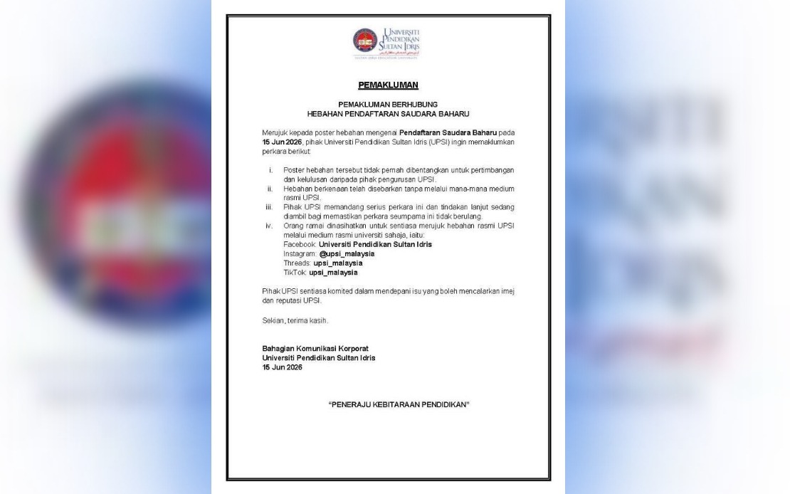UPSI Distances Itself From Viral 'Pendaftaran Saudara Baharu' Poster