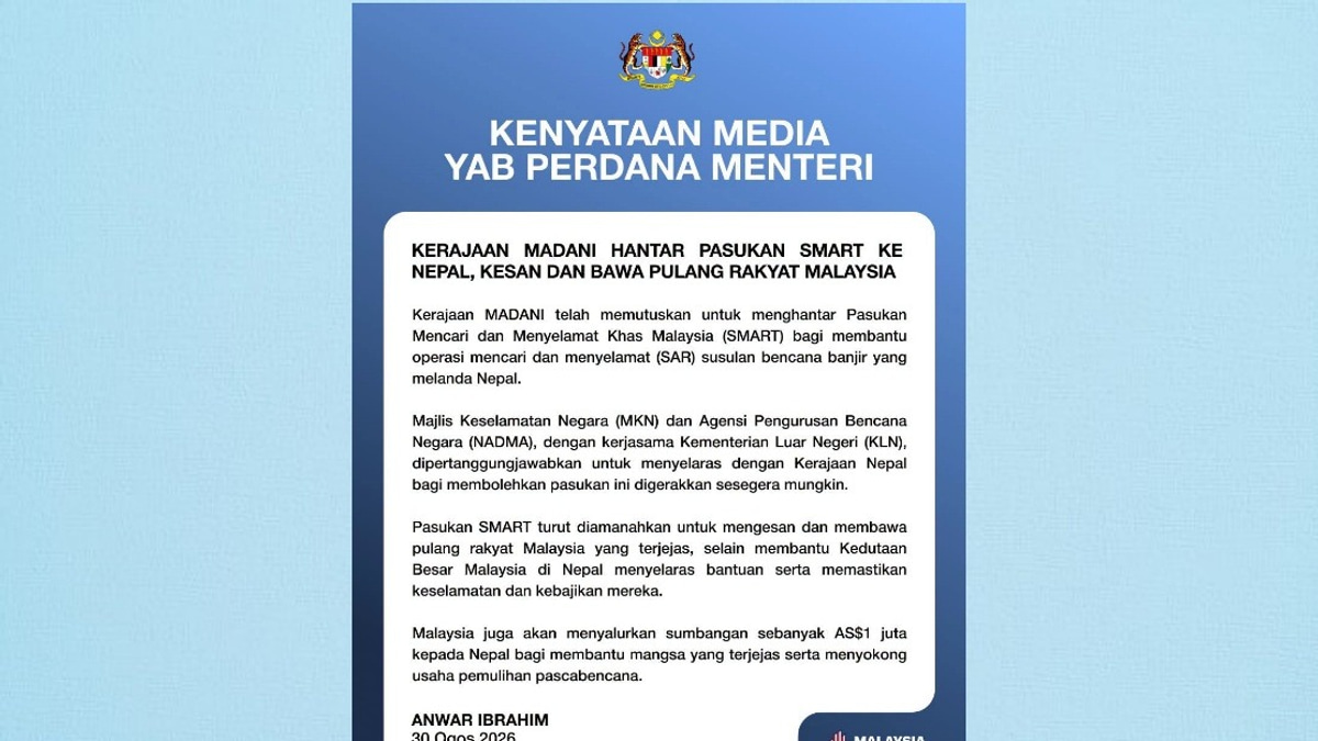 Malaysia Deploys SMART Team to Nepal, Pledges US$1 Million Aid Following Devastating Floods