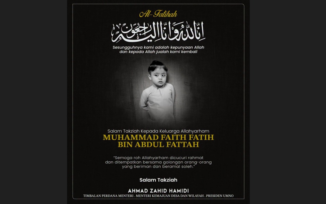 DPM Zahid Expresses Sympathy Over Death of Autistic Child in Perak