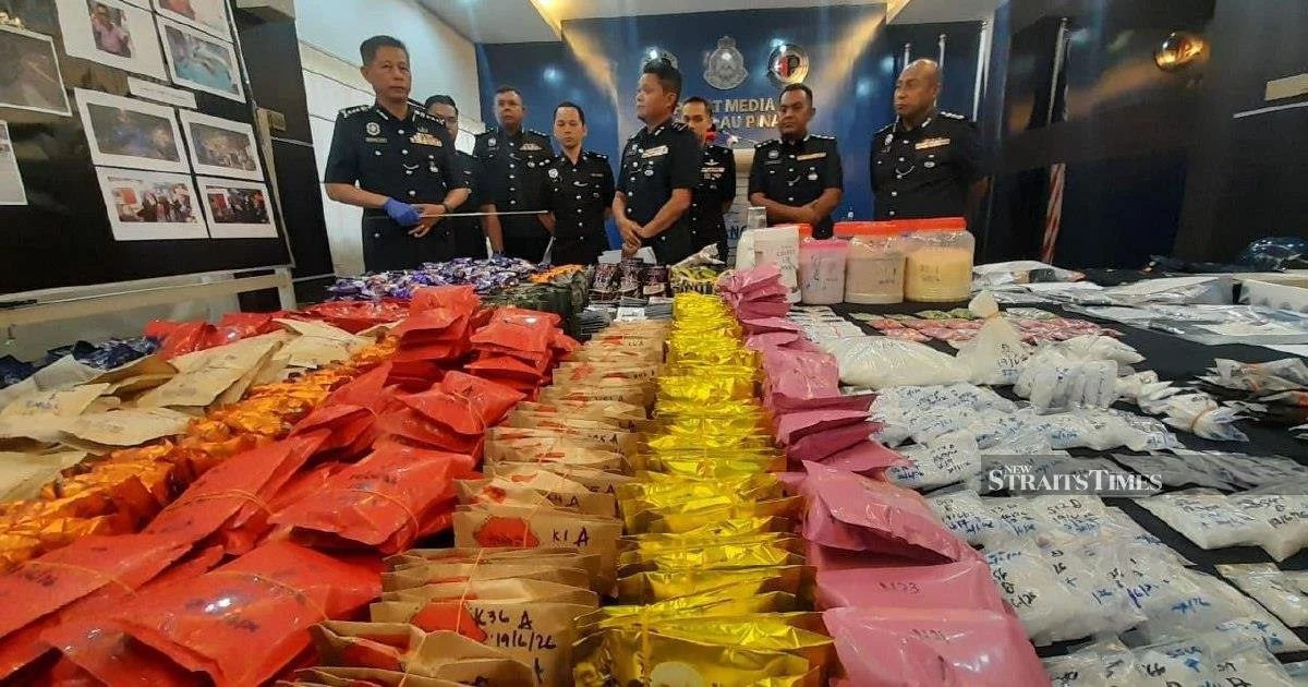 Penang Police Bust Drug Processing Ring, Arrest Couple and Seize RM9.7 Million in Narcotics