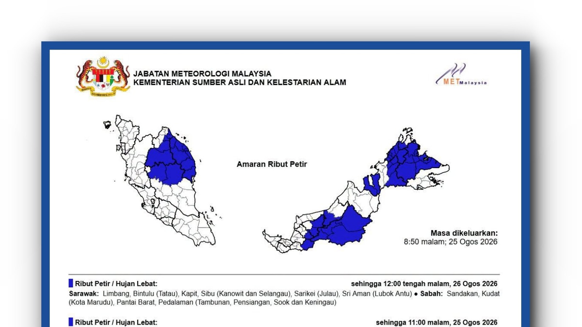MetMalaysia Monitors Tropical Storm as It Tracks Northwest of Malaysia