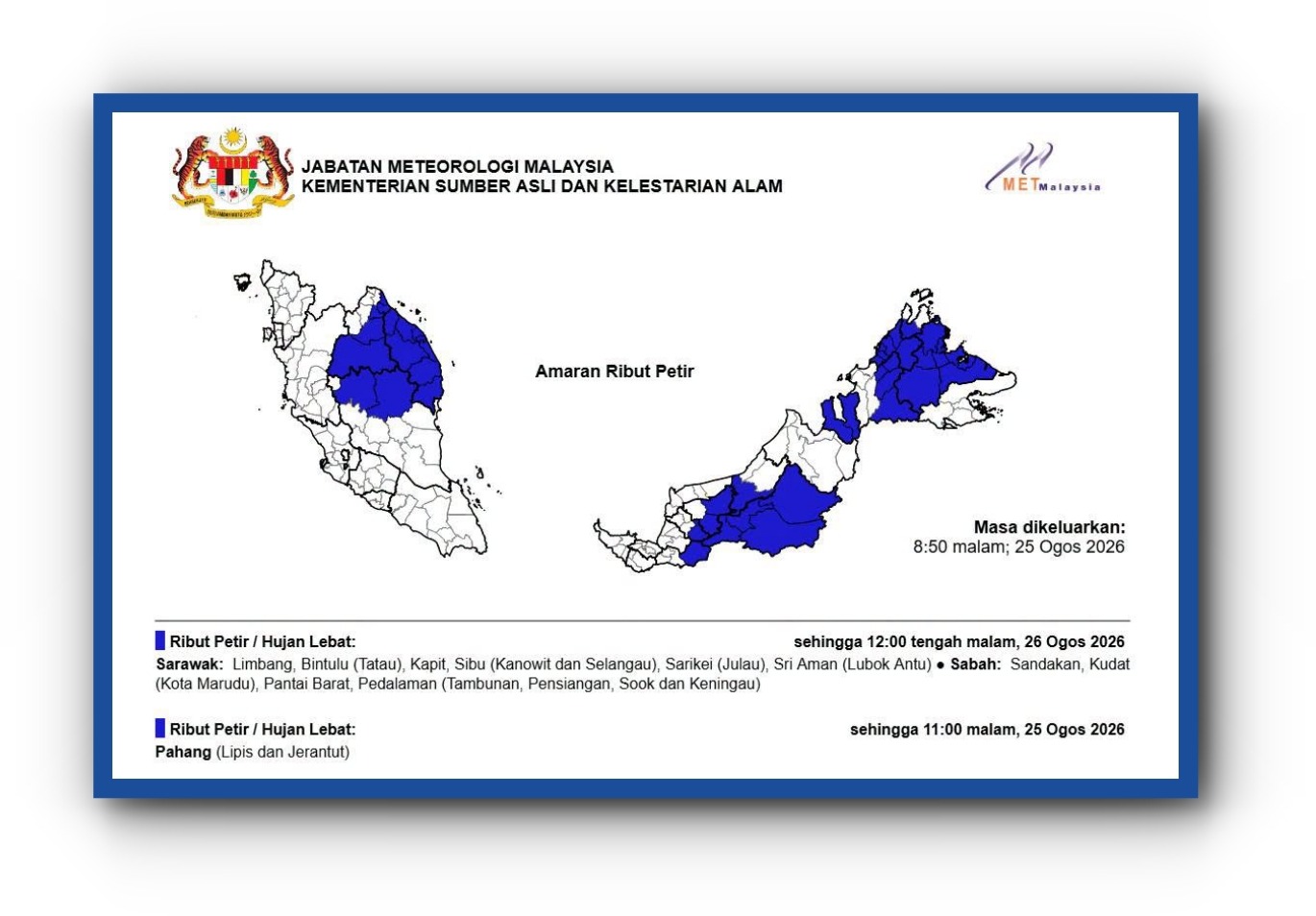 MetMalaysia Monitors Tropical Storm as It Tracks Northwest of Malaysia