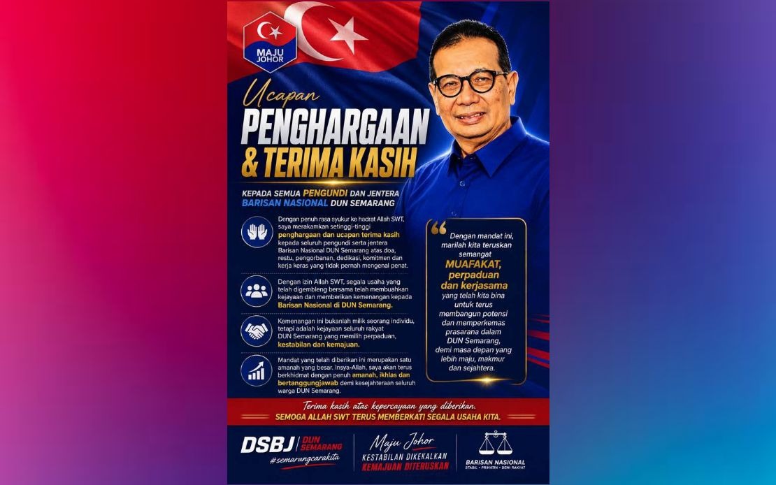 Samsolbari Jamali Secures Historic Sixth Term in Semarang Amid BN's Johor Landslide