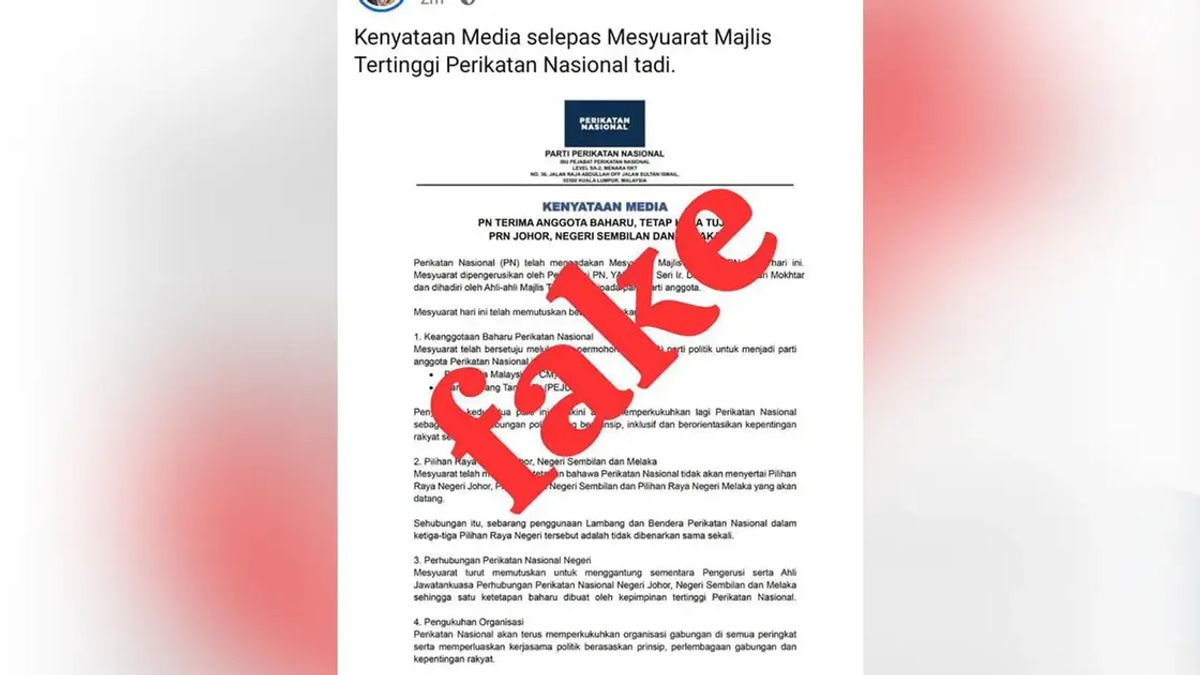 Perikatan Nasional Denies Claims It Will Boycott Three State Elections