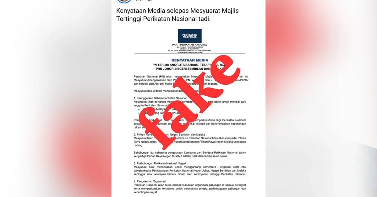 Perikatan Nasional Denies Claims It Will Boycott Three State Elections