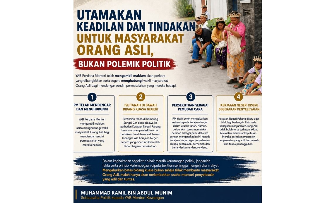 Anwar Ibrahim to Push Pahang Government on Kampung Sungai Cot Orang Asli Land Dispute