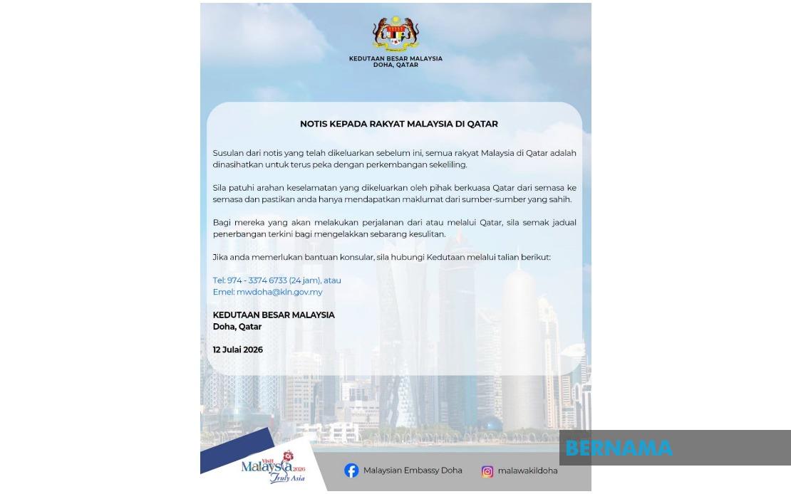 Malaysia Urges Citizens in Qatar to Heed Security Warnings Amid US-Iran Tensions