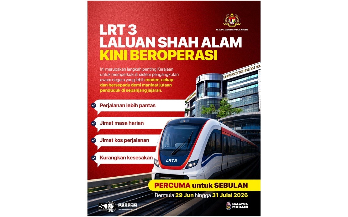 Shah Alam LRT3 Embodies MADANI Government's Public Transport Vision, Says Saifuddin