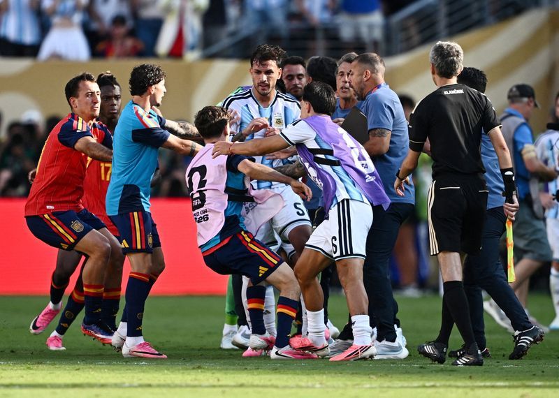 FIFA opens disciplinary probe into World Cup final brawl as Spain edges Argentina