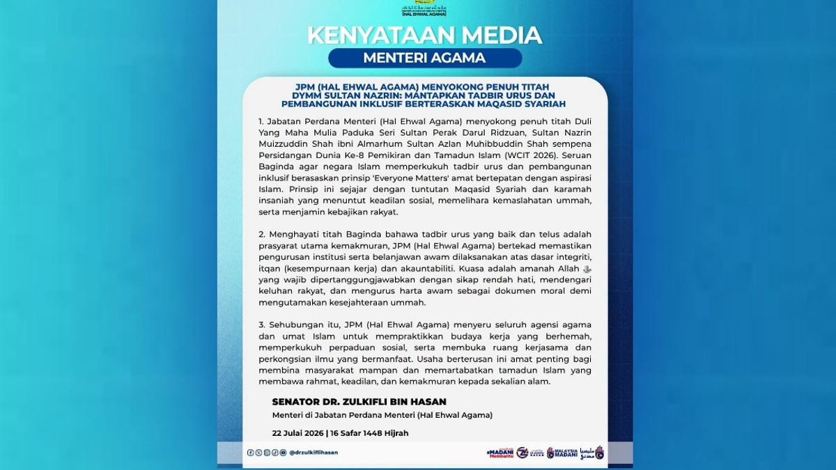 Malaysia's Religious Governance To Align With Sultan Nazrin's 'Everyone Matters' Principle