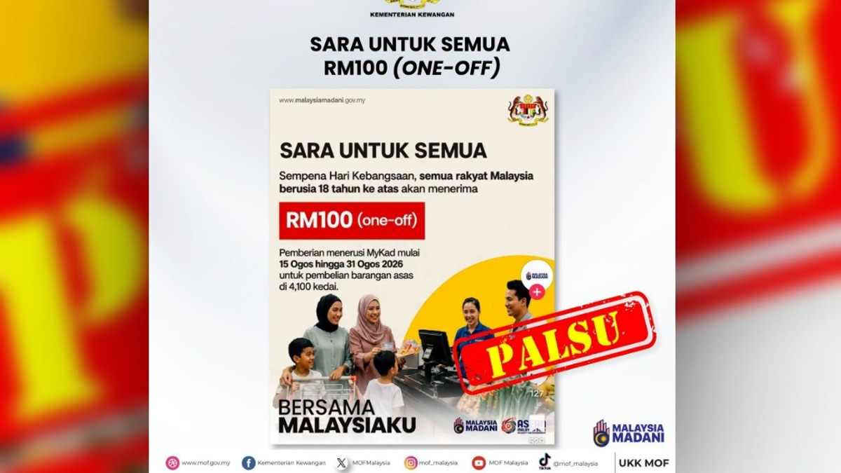 Finance Ministry Debunks Viral RM100 National Day Payment Claim